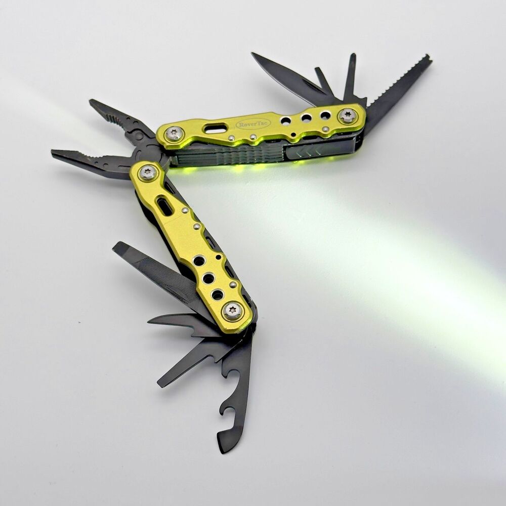 RoverTac Mini Multitool Pliers Knife Bottle Opener Pocket Tool Green Black